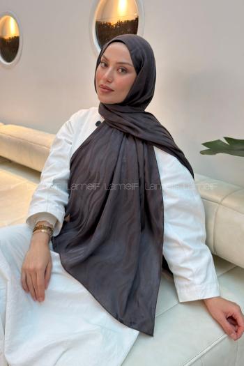 Lamelif  Shine Desen Ayrobin Floş Jakar  Şal Anrasit