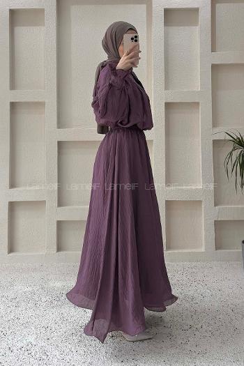 Lamelif Tesettür Şifon Takım Mürdüm