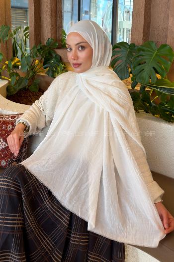 Lamelif Organik Premium Şal Kırık Beyaz