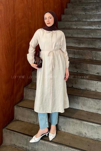 Lamelf Cupra Bağlama Detaylı Tunik Taş