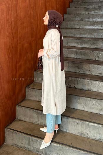 Lamelf Cupra Bağlama Detaylı Tunik Taş