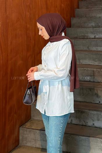 White Shirt Collar Long Arm Cotton Shirt