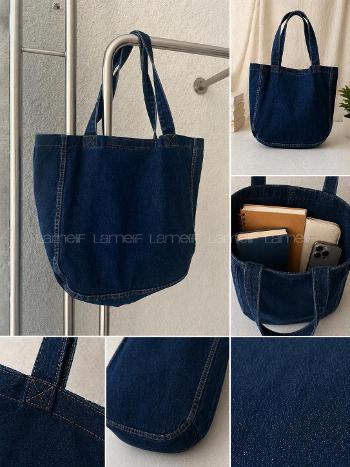 Lamelif Kadın Dükortta Denim Koyu mavi Günlük Spor Plaj Okul Çanta [KOT Totebag]