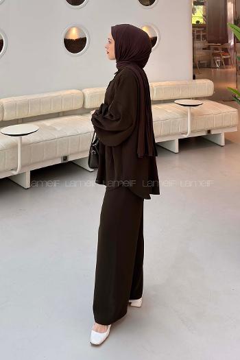 Lamelif Çift Cepli Takım Acı Kahve