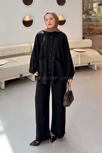 Lamelif Çift Cepli Takım Siyah