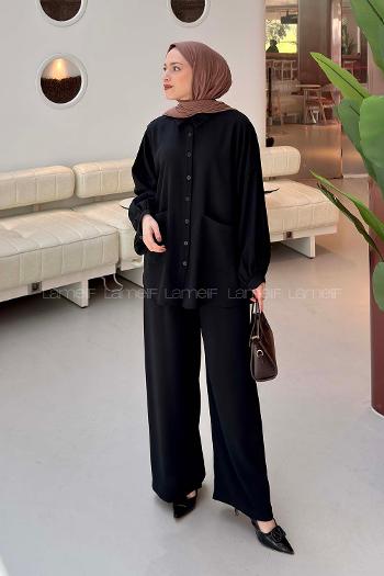 Lamelif Çift Cepli Takım Siyah