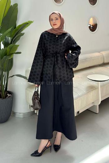 Lamelif Kabartma Nakış İşlemeli Takım Siyah