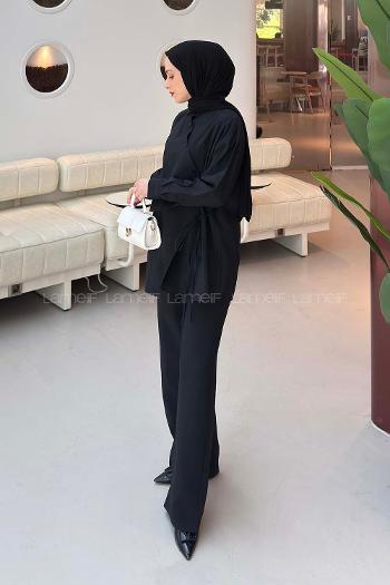 Lamelif Kruvaze Bağlamalı Takım Siyah