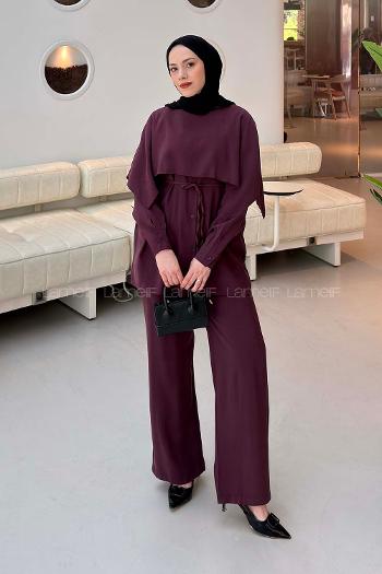 Plum Crew Neck Long Arm Modal Regular Trousers Comfortable Suit