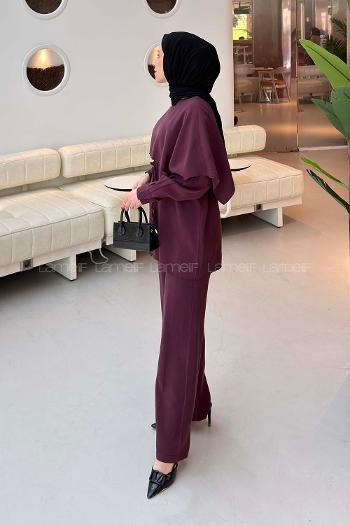 Plum Crew Neck Long Arm Modal Regular Trousers Comfortable Suit