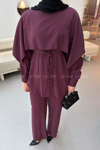 Plum Crew Neck Long Arm Modal Regular Trousers Comfortable Suit