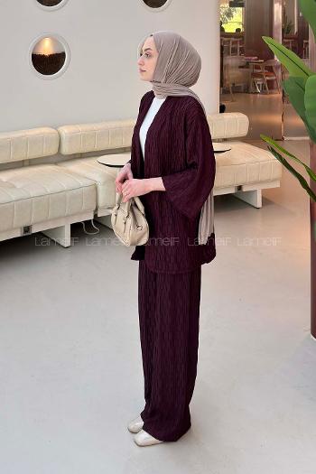 Lamelif Raşel Kimono Takım Mürdüm