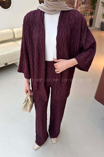 Lamelif Raşel Kimono Takım Mürdüm