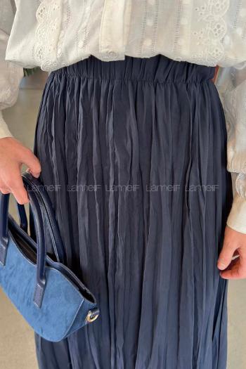 Lamelif Kraşlı Tesettür Etek Lacivert