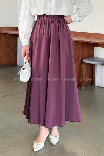 Lamelif Kraşlı Tesettür Etek Menekşe Rengi