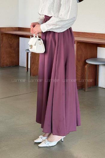 Lamelif Kraşlı Tesettür Etek Menekşe Rengi