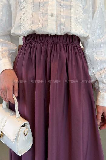 Lamelif Kraşlı Tesettür Etek Menekşe Rengi