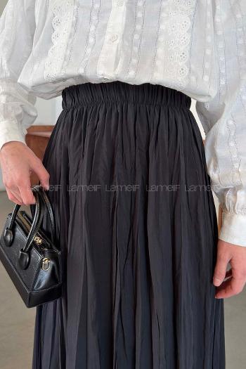 Lamelif Kraşlı Tesettür Etek Siyah