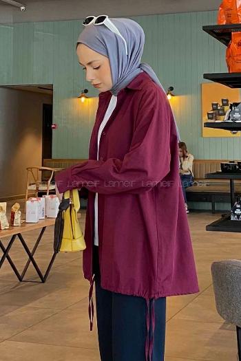 Lamelif Oversize Gömlek Bordo