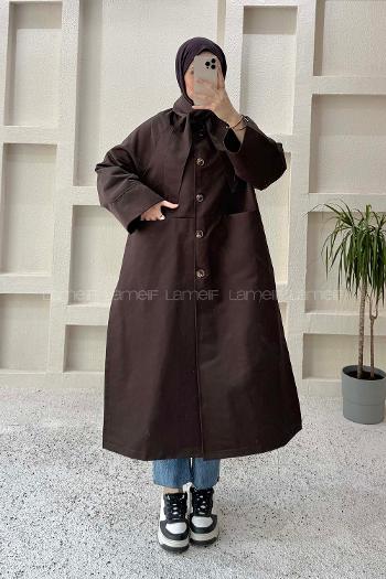 Lamelif Şal Yaka Trençkot Acı Kahve