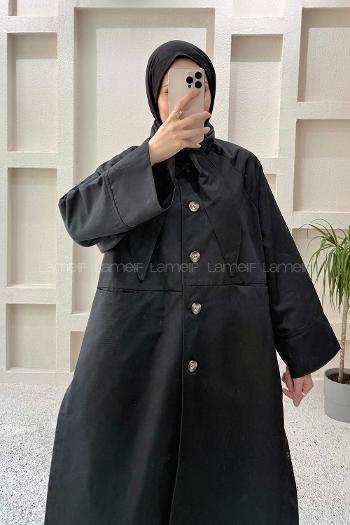 Lamelif Şal Yaka Trençkot Siyah