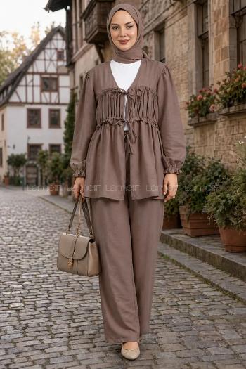 Bitter Brown V Neck Long Arm Cotton Lycra Regular Trousers Comfortable Suit