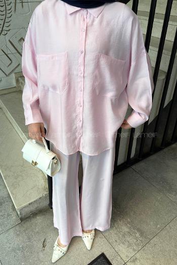 Pink Shirt Collar Long Arm Modal Regular Trousers Comfortable Suit