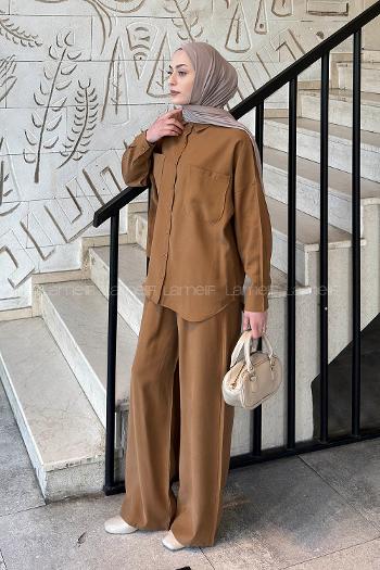Tan Shirt Collar Long Arm Modal Regular Trousers Comfortable Suit
