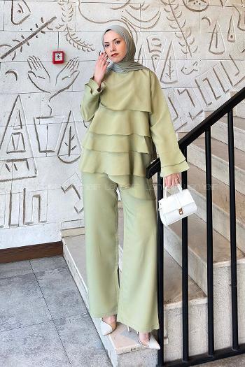Plum Green Crew Neck Long Arm Cupra Regular Trousers Comfortable Suit