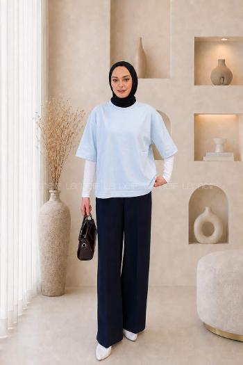 Lamelif Kısa Kol Basic T-shirt Bebe Mavisi
