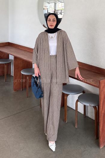 Lamelif Raşel Kimono Takım Soft Kahve