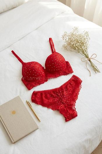 Red Cotton Fabric Underwire Unsupport 