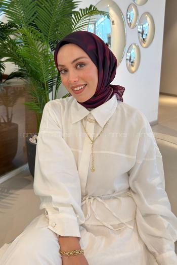 Lamelif Batik Desen Soft Eşarp Mürdüm