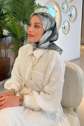 Lamelif Bohem Çiçek Desen Soft Eşarp Adaçayı
