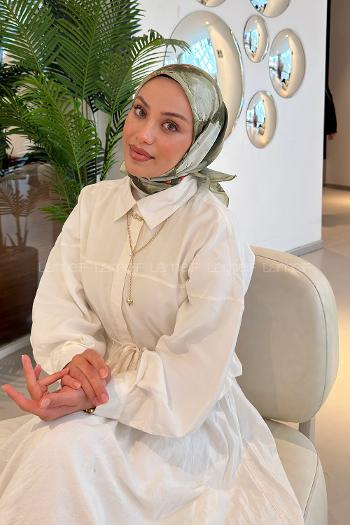 Lamelif Bohem Çiçek Desen Soft Eşarp Mint Yeşili