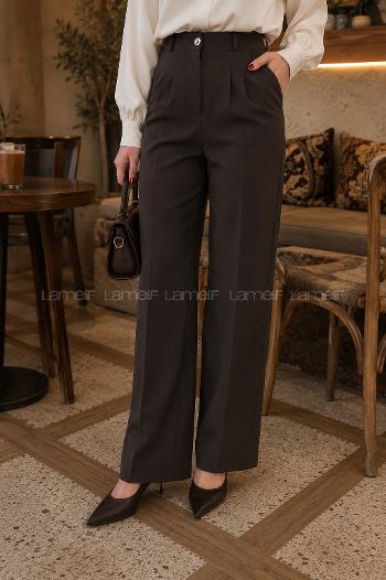 Lamelif Düğme Detaylı Pantolon Siyah
