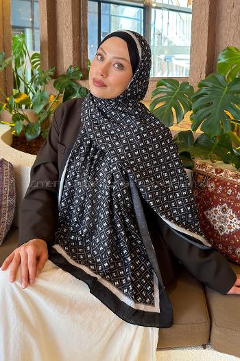 Lamelif Etnik Desen Bambu Şal Siyah