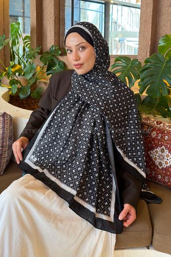 Lamelif Etnik Desen Bambu Şal Siyah