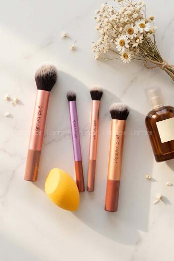 Lamelif Gold Beauty Makyaj Fırçası Seti Süngerli