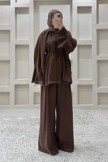 Bitter Brown Crew Neck Long Arm Cupra Regular Trousers Comfortable Suit