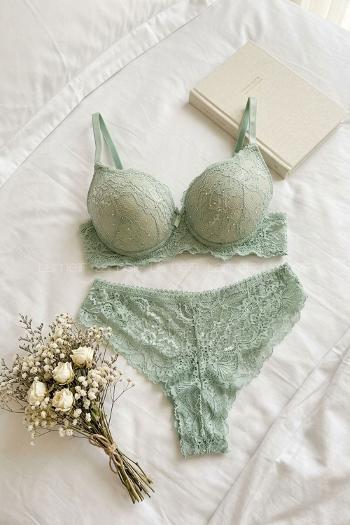 Mint Green-1 Cotton Fabric Underwire Unsupport 