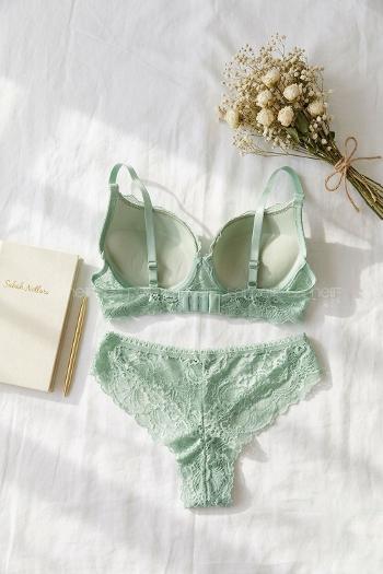 Mint Green-1 Cotton Fabric Underwire Unsupport 