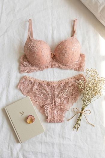 Salmon Cotton Fabric Underwire Unsupport 