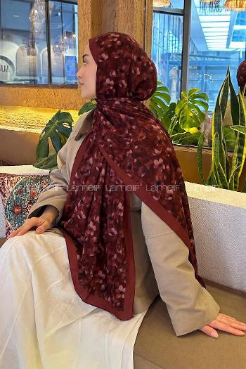 Lamelif Çiçek Desen Lara Soft Şal Kiremit