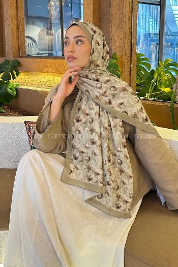 Lamelif Çiçek Desen Lara Soft Şal Mint Yeşili
