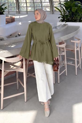 Khaki Crew Neck Long Arm Ayrobin Shirt
