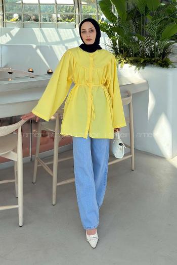 Yellow Neckband Long Arm Cotton Shirt
