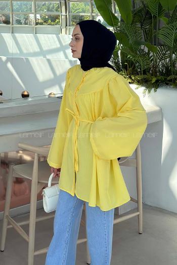 Yellow Neckband Long Arm Cotton Shirt