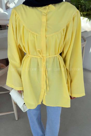 Yellow Neckband Long Arm Cotton Shirt