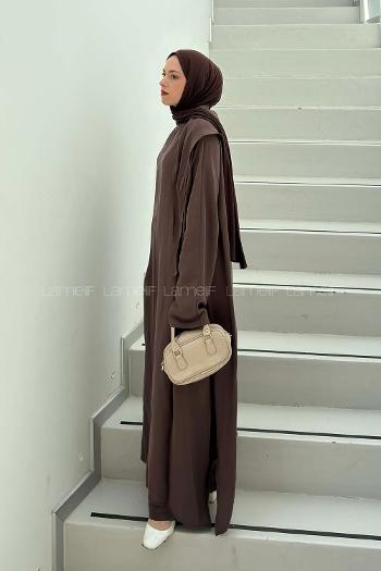 Bitter Brown Neckband Long Arm Cotton Regular Trousers Comfortable Suit